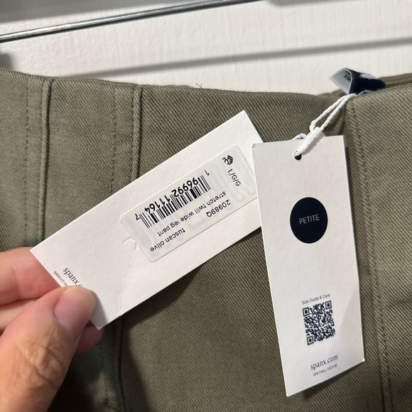 NWT Spanx Stretch Twill Cropped Wide Leg Pant​s Tuscan Olive Green Size L P New - Picture 4 of 11
